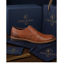 Pantofi barbati casual din piele naturala maro cu perforatii 267M